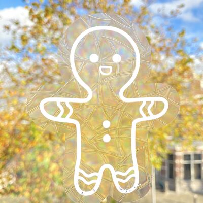 Gingerbread Man Suncatcher Sticker // Christmas | Rainbow Maker Decal