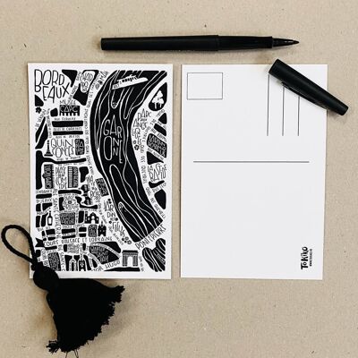 Postkarte - BORDEAUX - Stadtplan