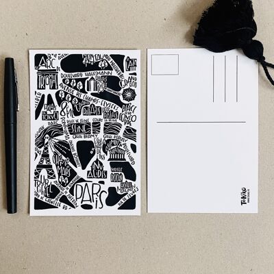 Postkarte - PARIS - Stadtplan