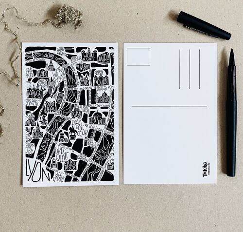 Carte Postale - LYON - Plan de ville