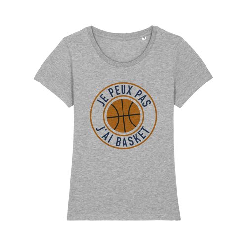 TSHIRT GRIS CHINÉ JE PEUX PAS J'AI BASKET femme