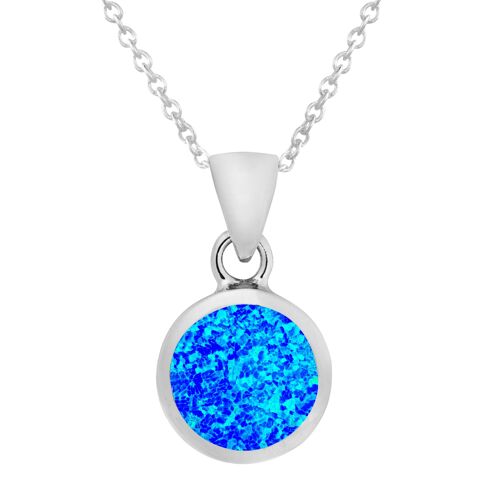 Dainty Blue Opal Round Necklace