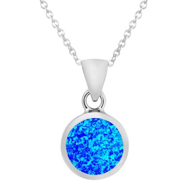 Collier rond opale bleue délicate