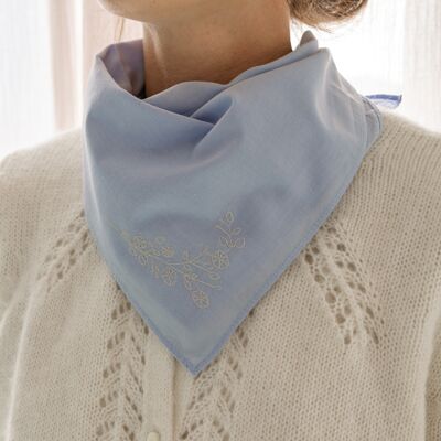 Blue embroidered scarf