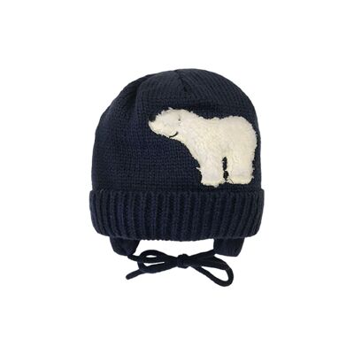 Children's hat with a polar bear embroidery pattern