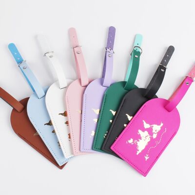 Luggage Tag | with print | various colors | Pu leather | 12x7x0.5cm