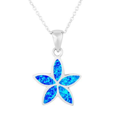 Schöne blaue Opal-Gänseblümchen-Halskette