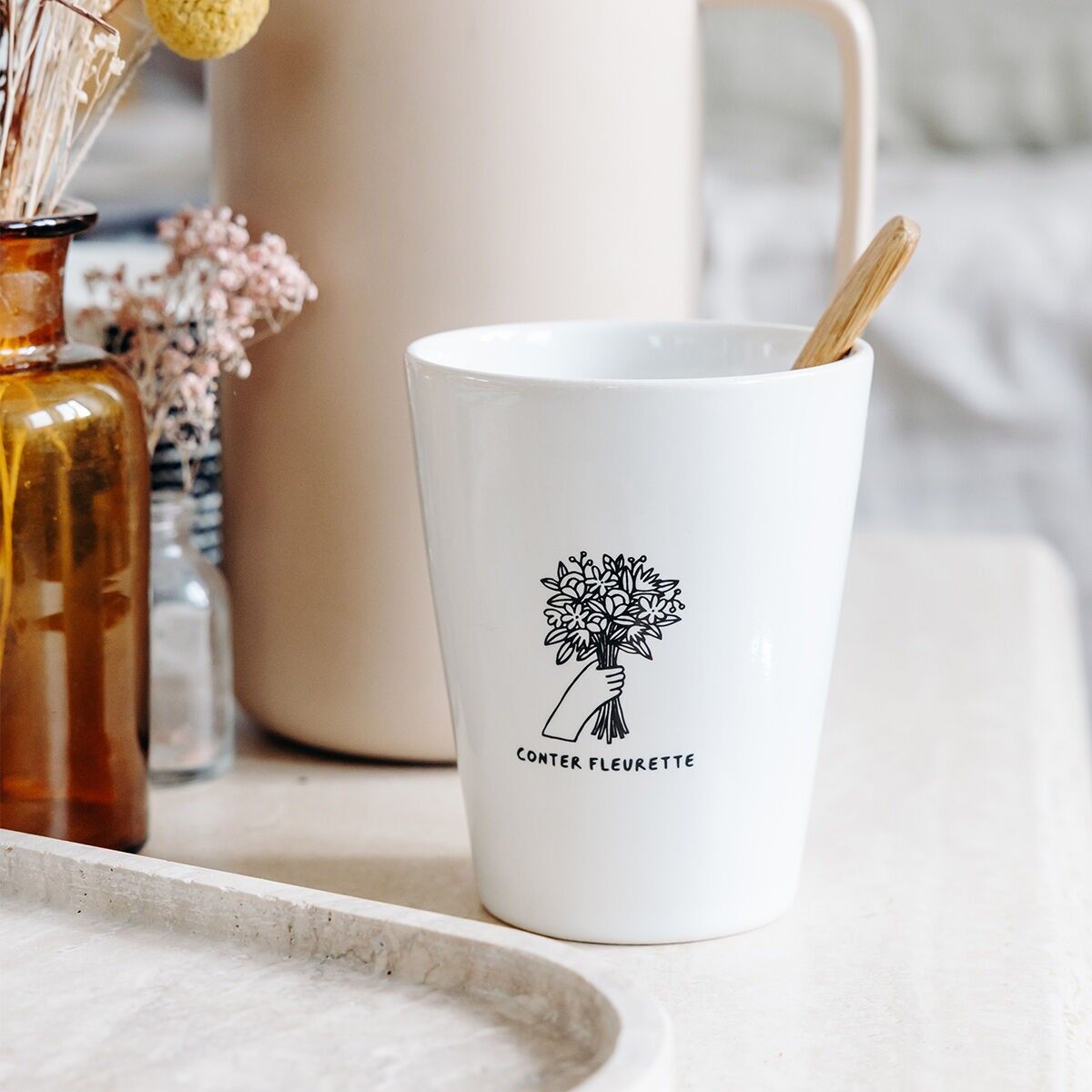 Tazza con espressione francese - Fiori che raccontano