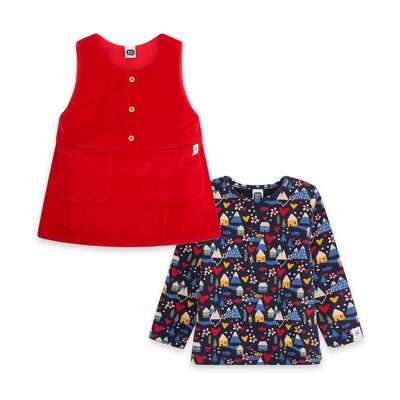 Pichi pana y camiseta felpa
 de niña color rojo y azul de la colección fishing club - 11339718