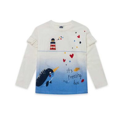 Camiseta punto de niña color blanco y azul de la colección fishing club - 11339716