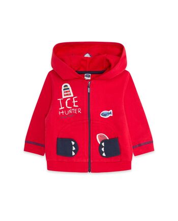 Sweat à capuche molleton rouge et bleu pour garçon de la collection club de pêche - 11339707 1