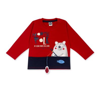Camiseta punto de niño color rojo y azul de la colección fishing club - 11339700