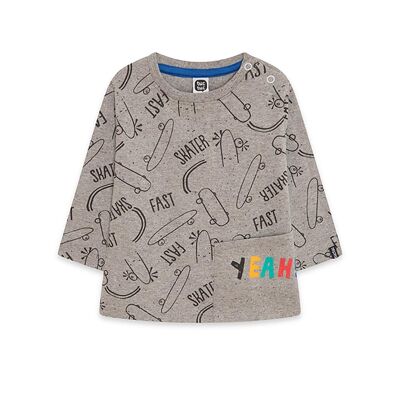 Camiseta punto de niño color gris y negro de la colección connect - 11339657