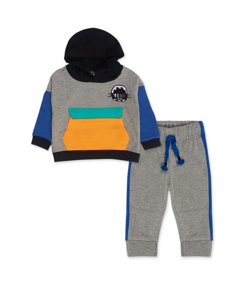 Sudadera y pantalón felpa de niño color gris y azul de la colección connect - 11339656