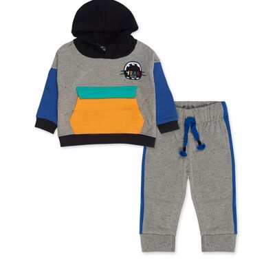 Sudadera y pantalón felpa de niño color gris y azul de la colección connect - 11339656