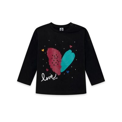 Camiseta punto de niña color negro y rosa de la colección connect - 11339686