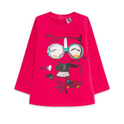 Camiseta punto de niña color rosa y negro de la colección connect - 11339677