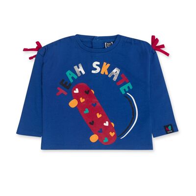 Strick-T-Shirt in Blau und Rosa für Mädchen aus der Connect-Kollektion - 11339667