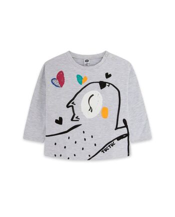 T-shirt en maille gris et noir pour fille de la collection connect - 11339664 1