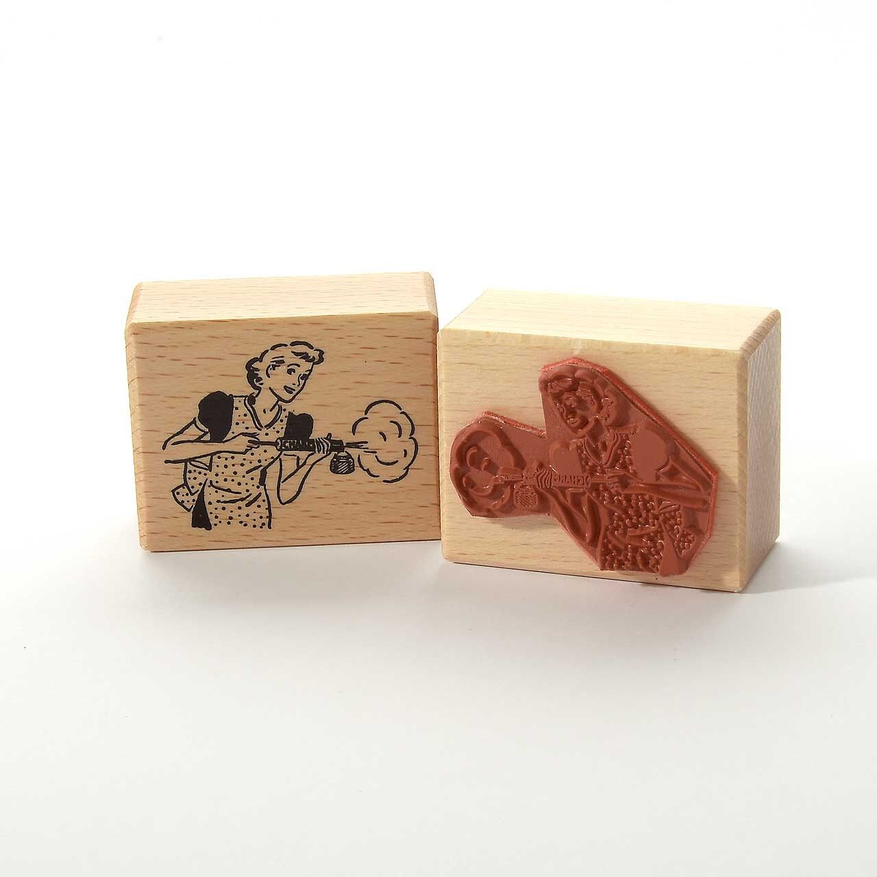 Timbro con motivo Titolo: La donna trasuda il suo fascino