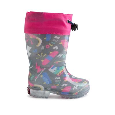 Stivali da pioggia leggeri neri e rosa da bambina della collezione connect - 11339661