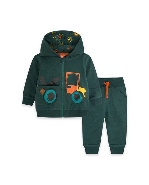 Sudadera y pantalón felpa de niño color verde y naranja de la colección natural grown - 11339599