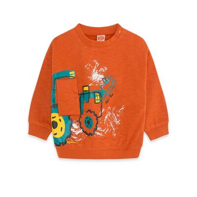 Sudadera felpa de niño color naranja y verde de la colección natural grown - 11339588