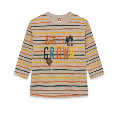 Camiseta punto de niño color beige y naranja de la colección natural grown - 11339586