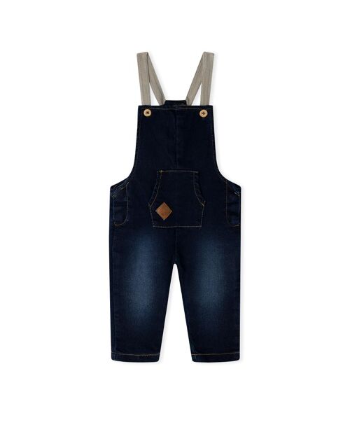 Peto denim de niño color azul y naranja de la colección natural grown - 11339585