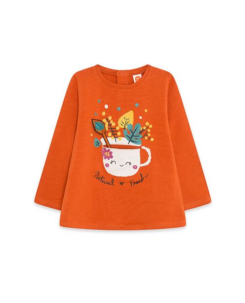Camiseta punto de niña color naranja y verde de la colección natural grown - 11339632