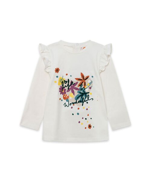 Camiseta punto de niña color blanco y naranja de la colección natural grown - 11339612