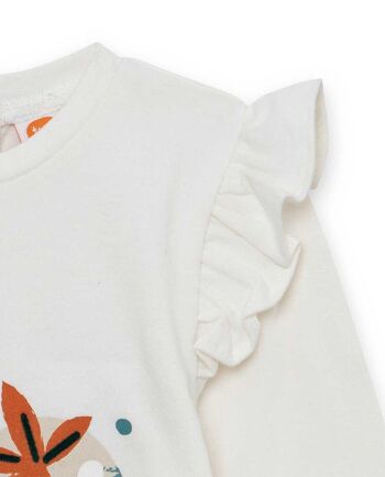 T-shirt en maille blanc et orange pour fille de la collection natural grow - 11339612 4