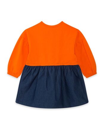 Robe combinée orange et bleu pour fille de la collection artisanale - 11339582 2