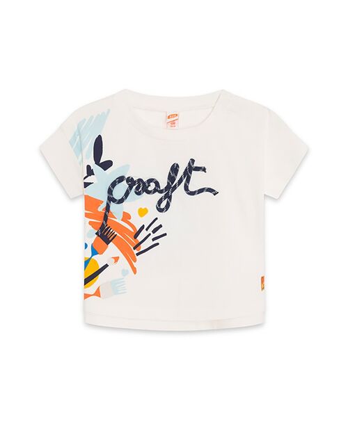 Camiseta punto de niña color beige y azul de la colección crafted - 11339579