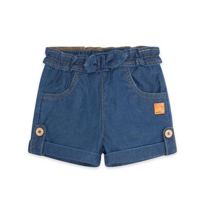 Shorts in denim blu e arancione per bambina della collezione crafted - 11339578