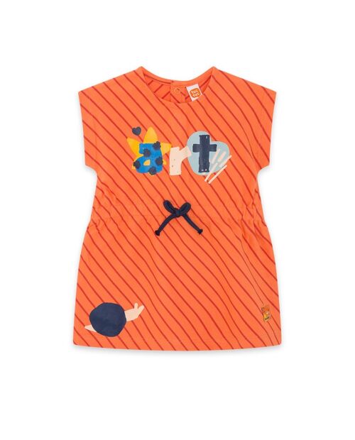 Vestido punto de niña color naranja y azul de la colección crafted - 11339577