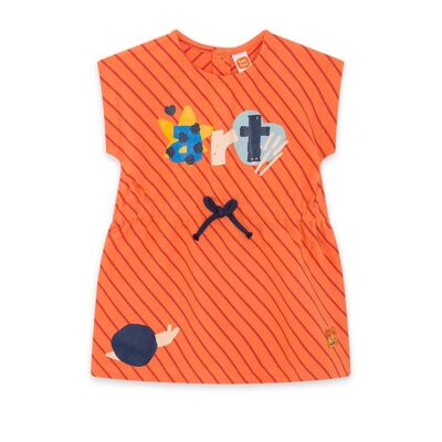 Vestido punto de niña color naranja y azul de la colección crafted - 11339577
