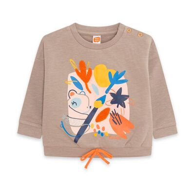 Felpa felpata marrone e arancione per bambina della collezione crafted - 11339576