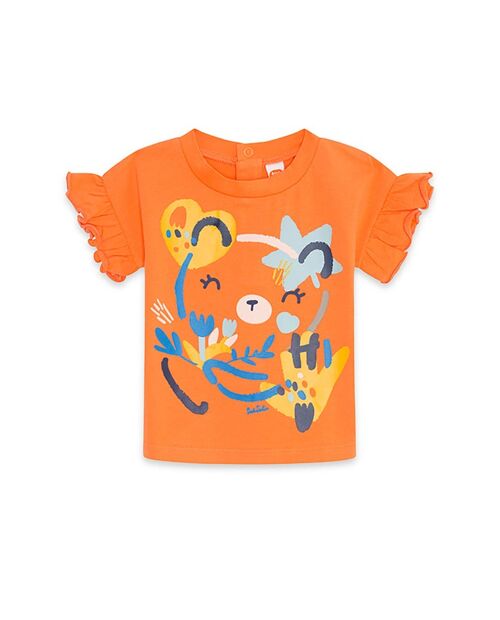 Camiseta punto de niña color naranja y azul de la colección crafted - 11339572