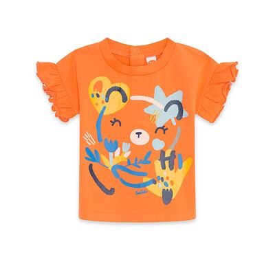 Camiseta punto de niña color naranja y azul de la colección crafted - 11339572