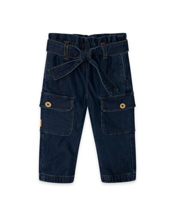 Pantalon denim bleu et orange pour fille de la collection crafted - 11339571 1