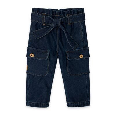 Pantalón denim de niña color azul y naranja de la colección crafted - 11339571