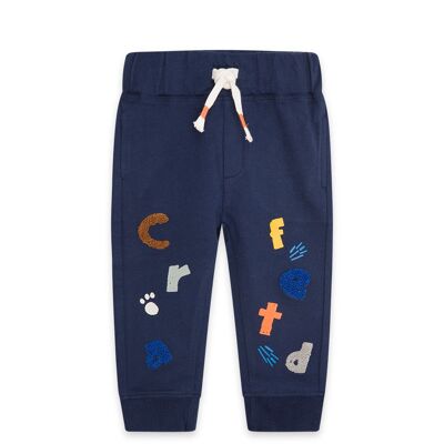 Pantalón felpa de niño color azul y naranja de la colección crafted - 11339568