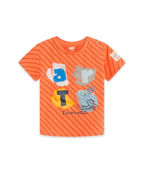 Camiseta punto de niño color naranja y marrón de la colección crafted - 11339562