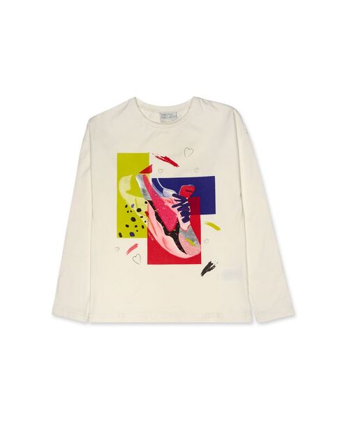 Camiseta punto de niña color blanco y rosa de la colección wild & free - 11339481