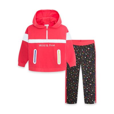 Sudadera y legging felpa de niña color rosa y gris de la colección wild & free - 11339480