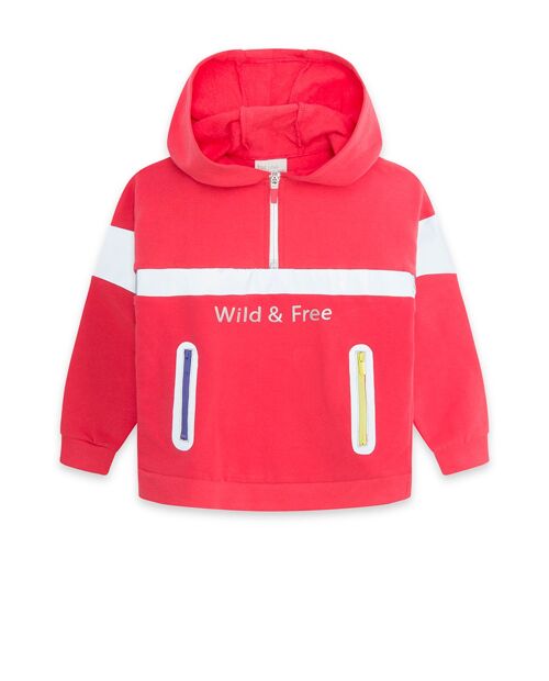 Sudadera felpa con capucha de niña color rosa y gris de la colección wild & free - 11339478