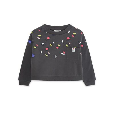 Fleece-Sweatshirt in Grau und Rosa für Mädchen aus der Wild & Free-Kollektion - 11339474