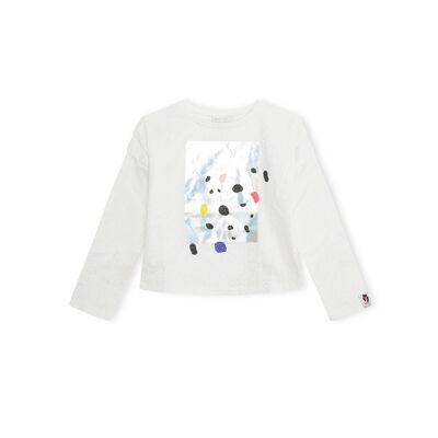 T-shirt in maglia grigia e bianca per bambina della collezione wild & free - 11339469