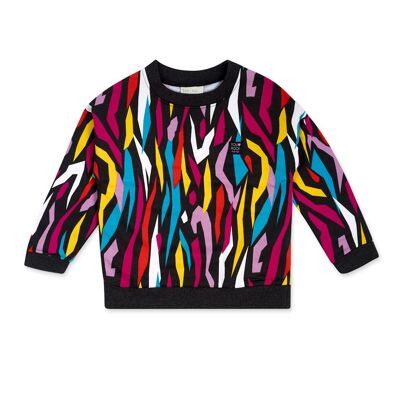 Sudadera felpa de niña color negro y rosa de la colección glam rock - 11339507